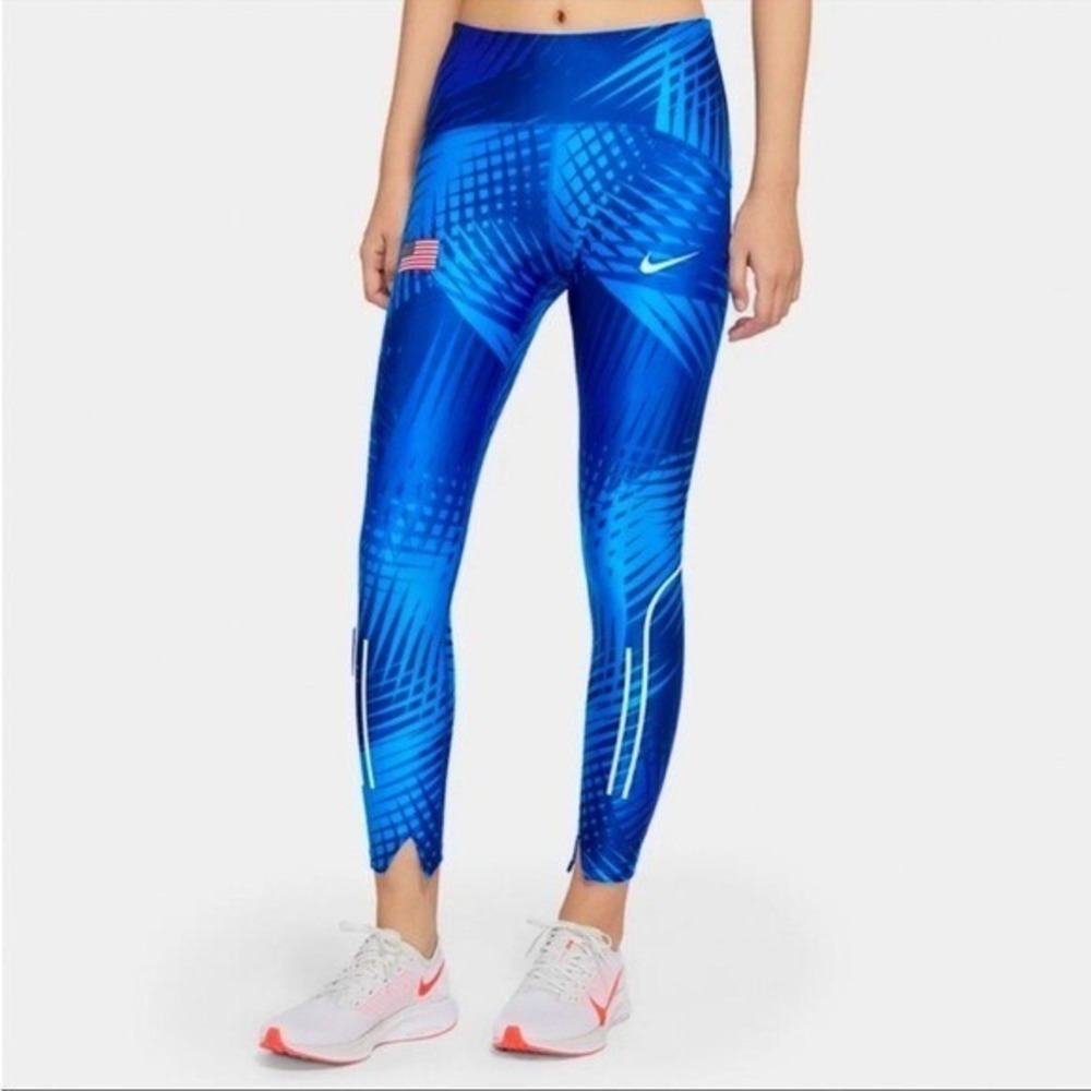 Nike Team USA Speed 7/8 Leggings Size S Blue NEW A005719